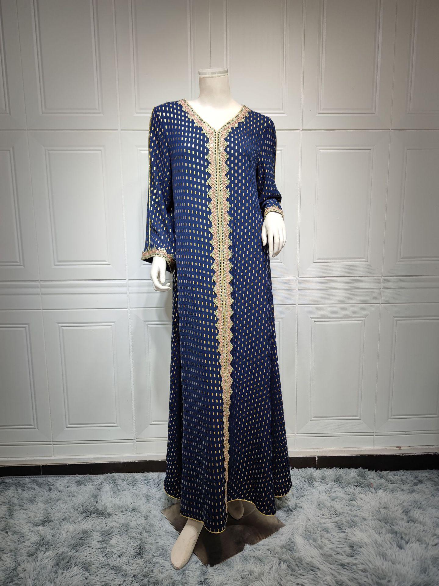 HAYA0442 Middle East Women's Clothing New Bronzing Muslim Dubai Robe
