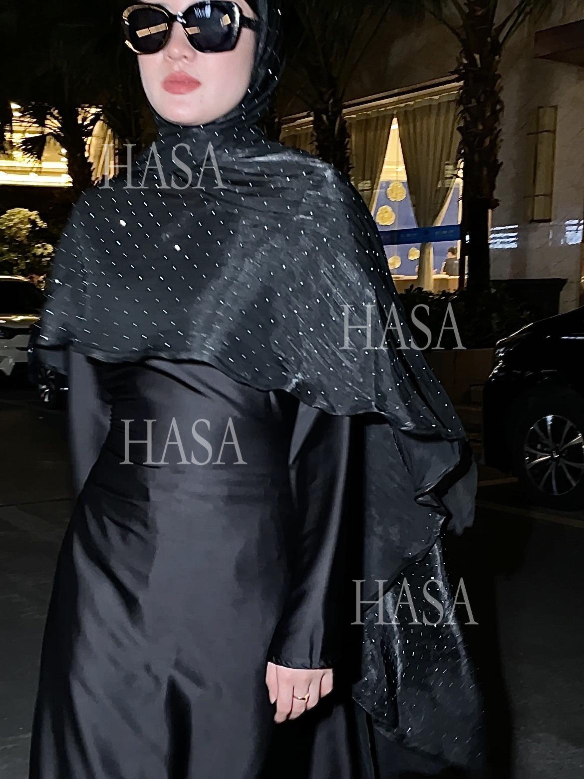 HA6477 Shiny robe two-piece set with rhinestone shawl decoration