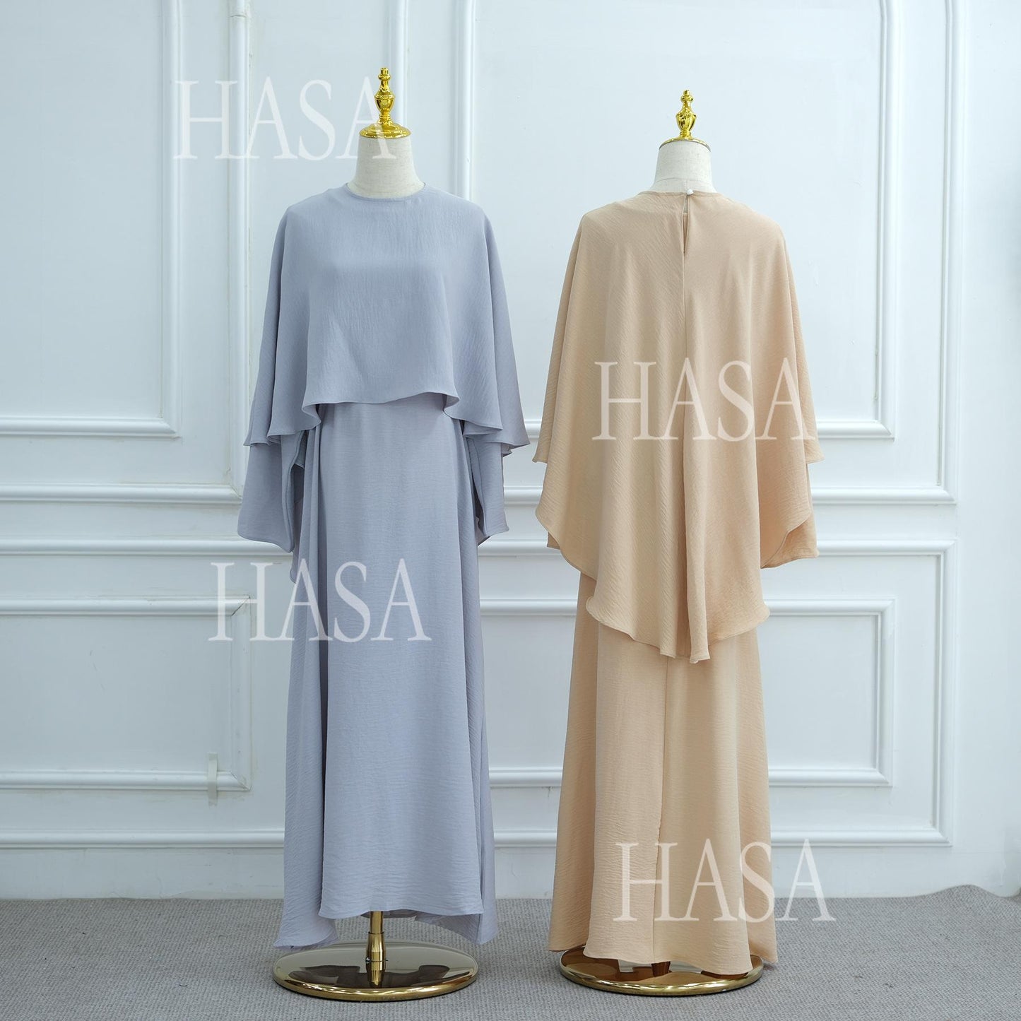 HA6532 Slim-fit waist cape robe two-piece set