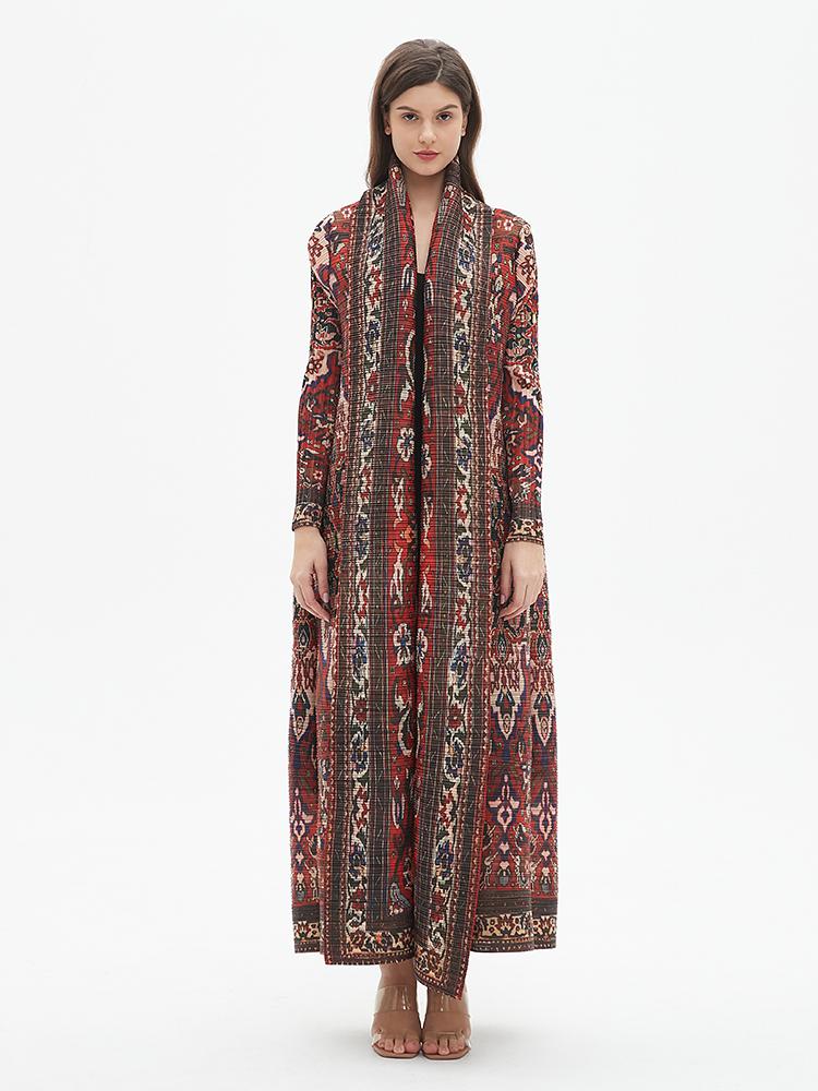 HS6706 Bohemian Elegance , Vibrant Red Printed Abaya