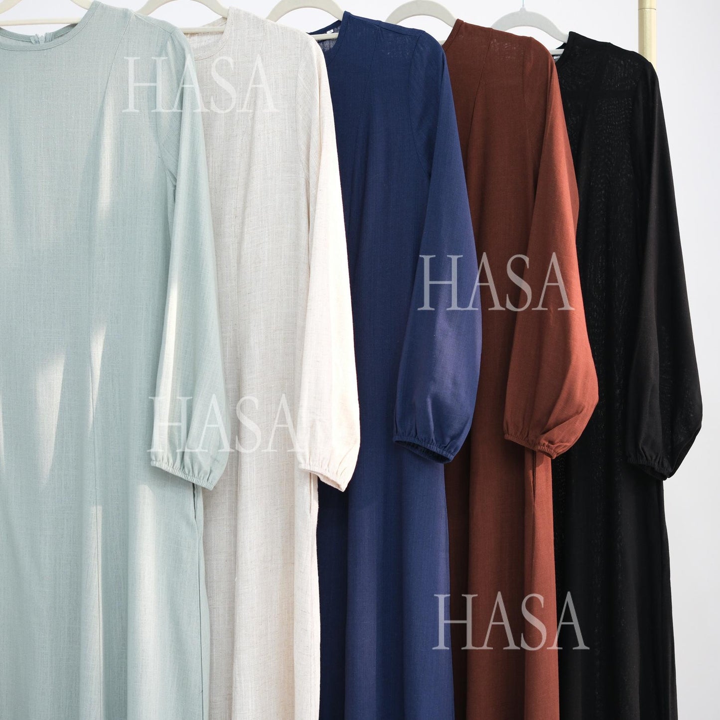 HASA HA5868 Solid Color Swing Comfortable  Dress Robe Waist Cinching
