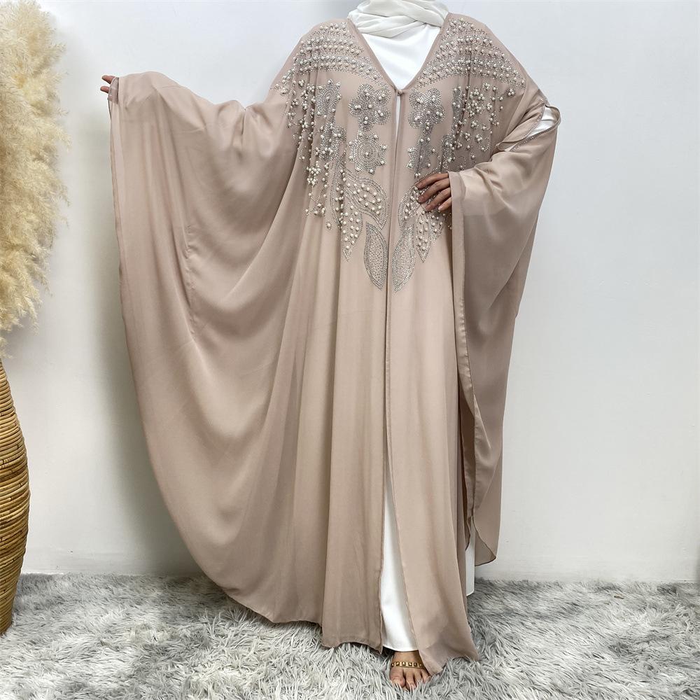HAYA HAYA1085 Muslim Rhinestone Cardigan Dress