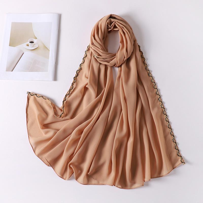 HAYA HA1131 Pearl Chiffon Lace Chain Headband