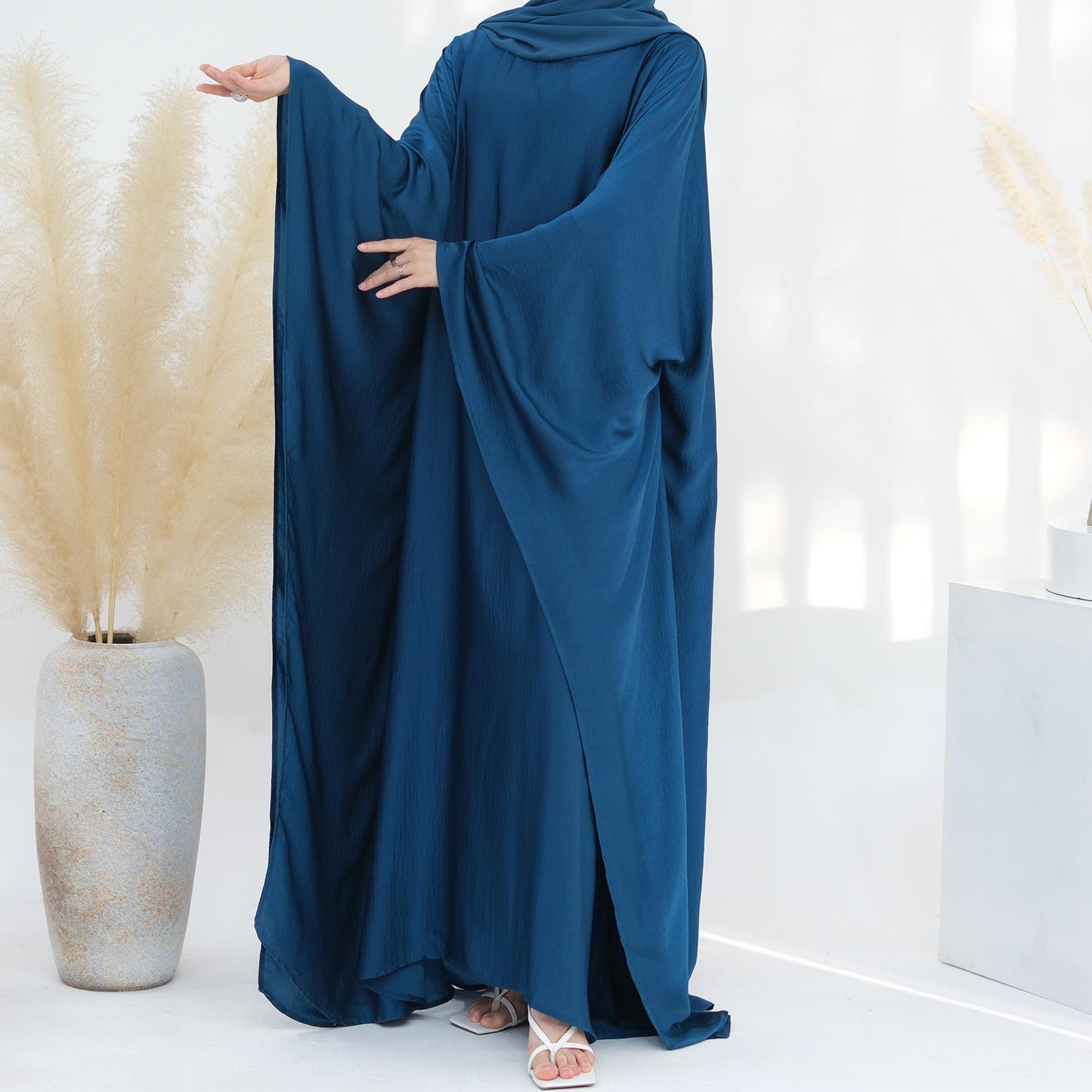 HAYA HA1174 Waist Raging Bat Sleeves Dress Crepe Kaftan
