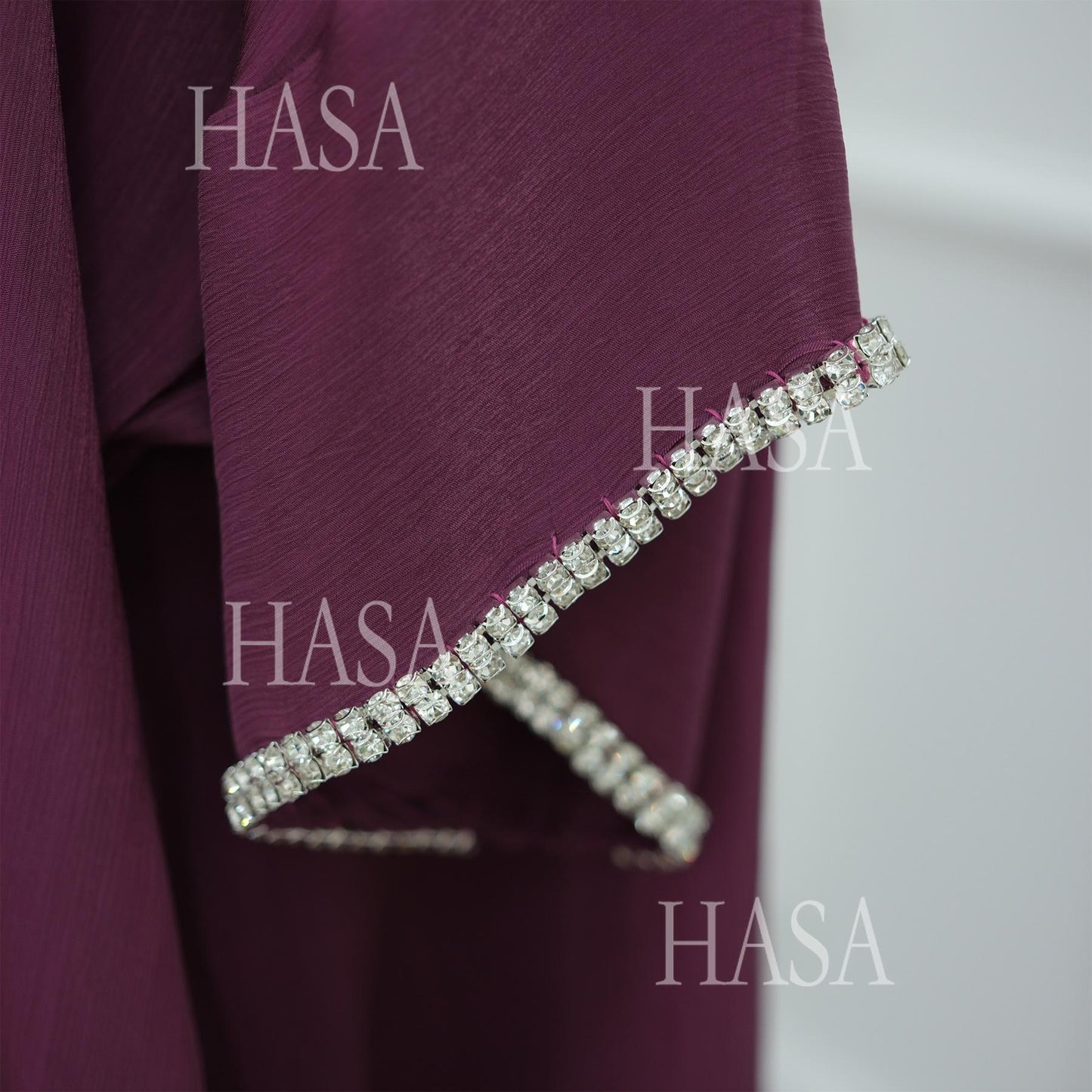 HA6553  Two-Piece Solid Abaya with Beaded Details and Matching Scarf Option