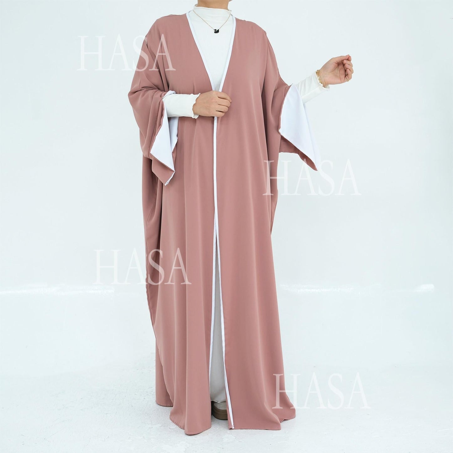 HA5877 The Loose-fitting Robe Has A Lightweight Silhouette That Is Perfect for Any Occasion open abaya outfit