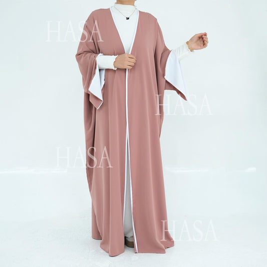HA5877 The Loose-fitting Robe Has A Lightweight Silhouette That Is Perfect for Any Occasion open abaya outfit