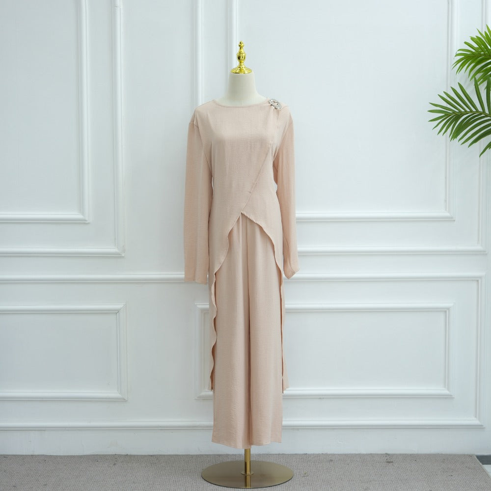 HA6605 Stylish asymmetrical two-piece set (with optional headscarf)