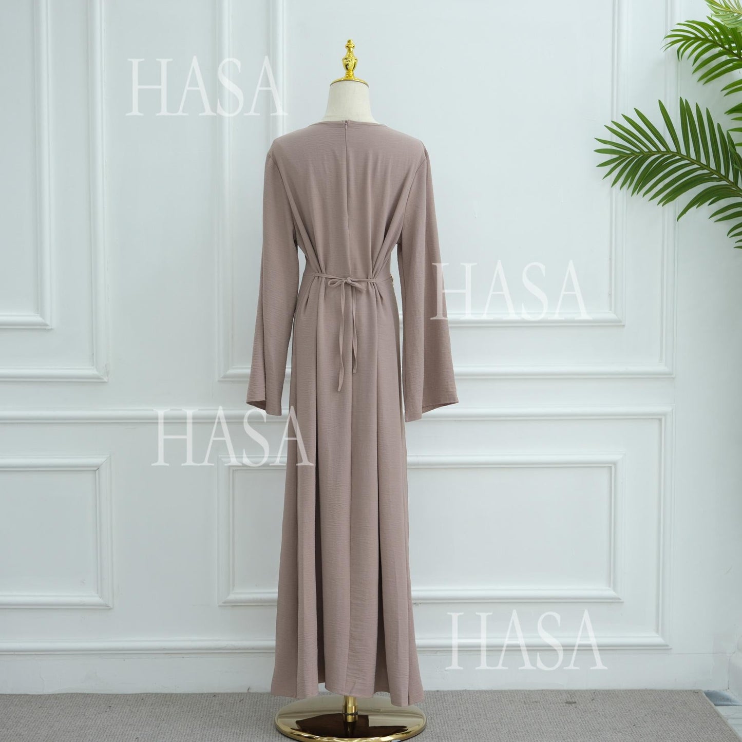HA6549 Minimalist Abaya with Waist Detail