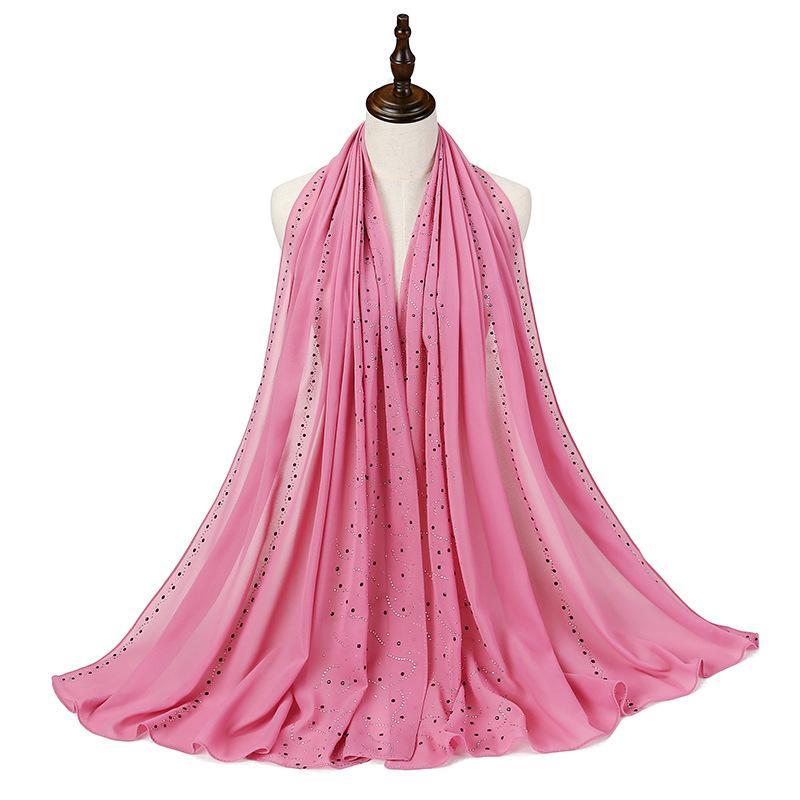 HAYA HA1127 Pearl Chiffon Rhinestone Headscarf