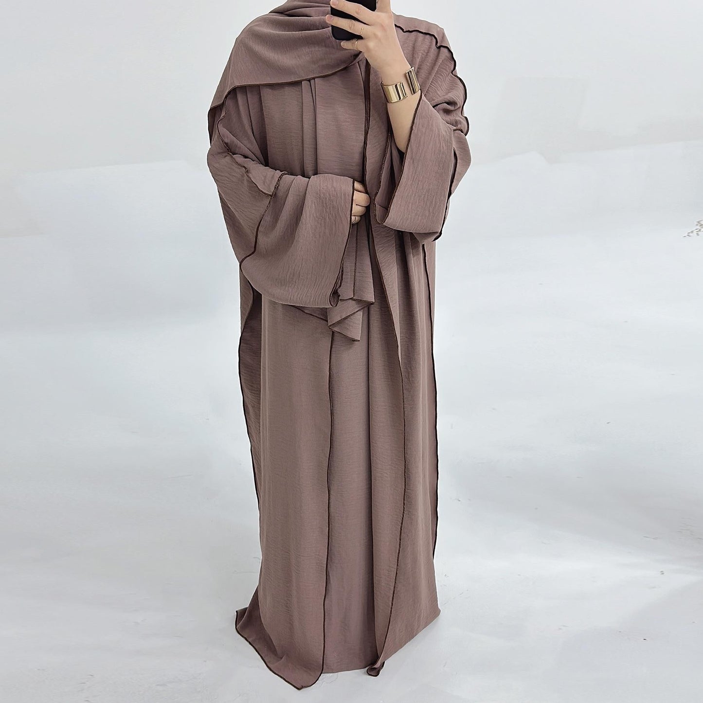 HAYA HA1182 3pcs Set Crepe Inner Dress and Cardigan and Hijab