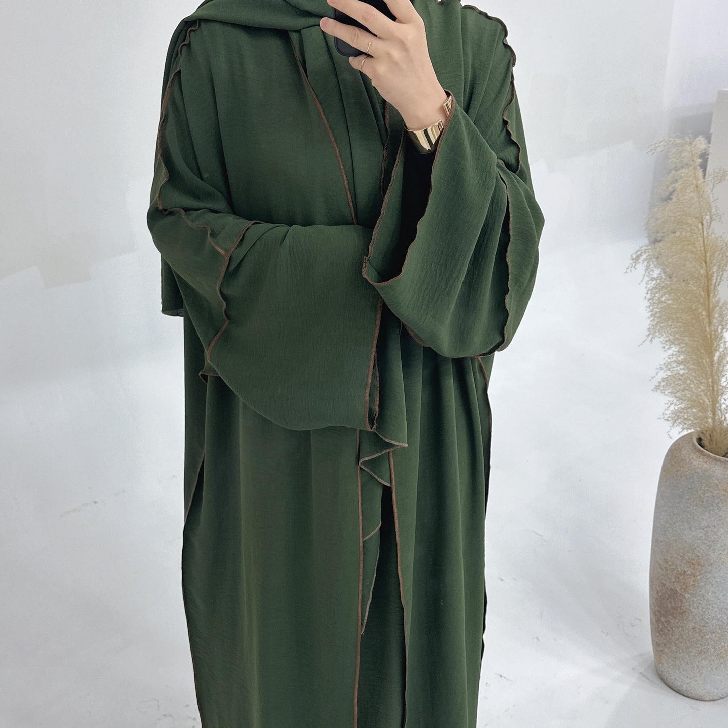 HAYA HA1182 3pcs Set Crepe Inner Dress and Cardigan and Hijab