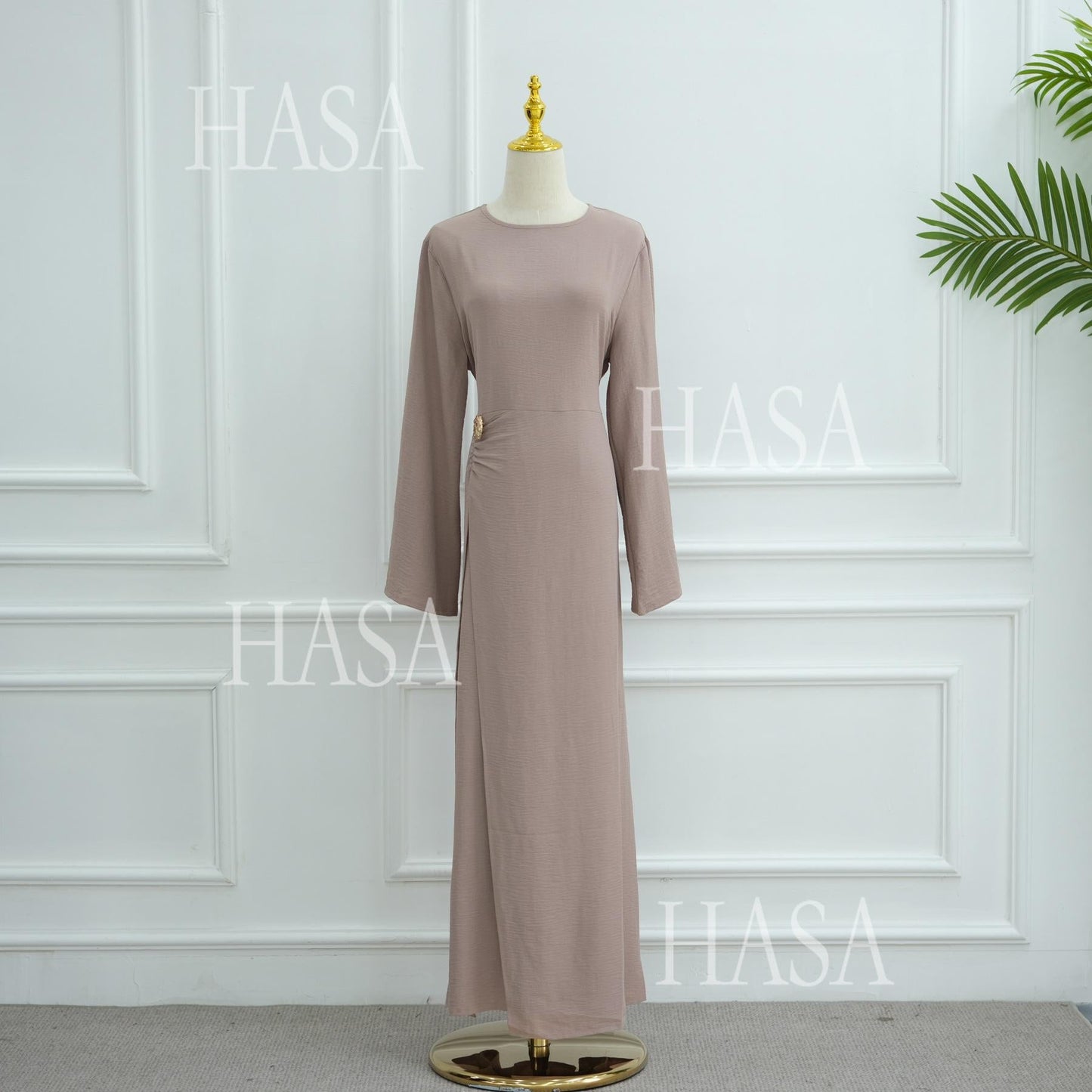 HA6549 Minimalist Abaya with Waist Detail