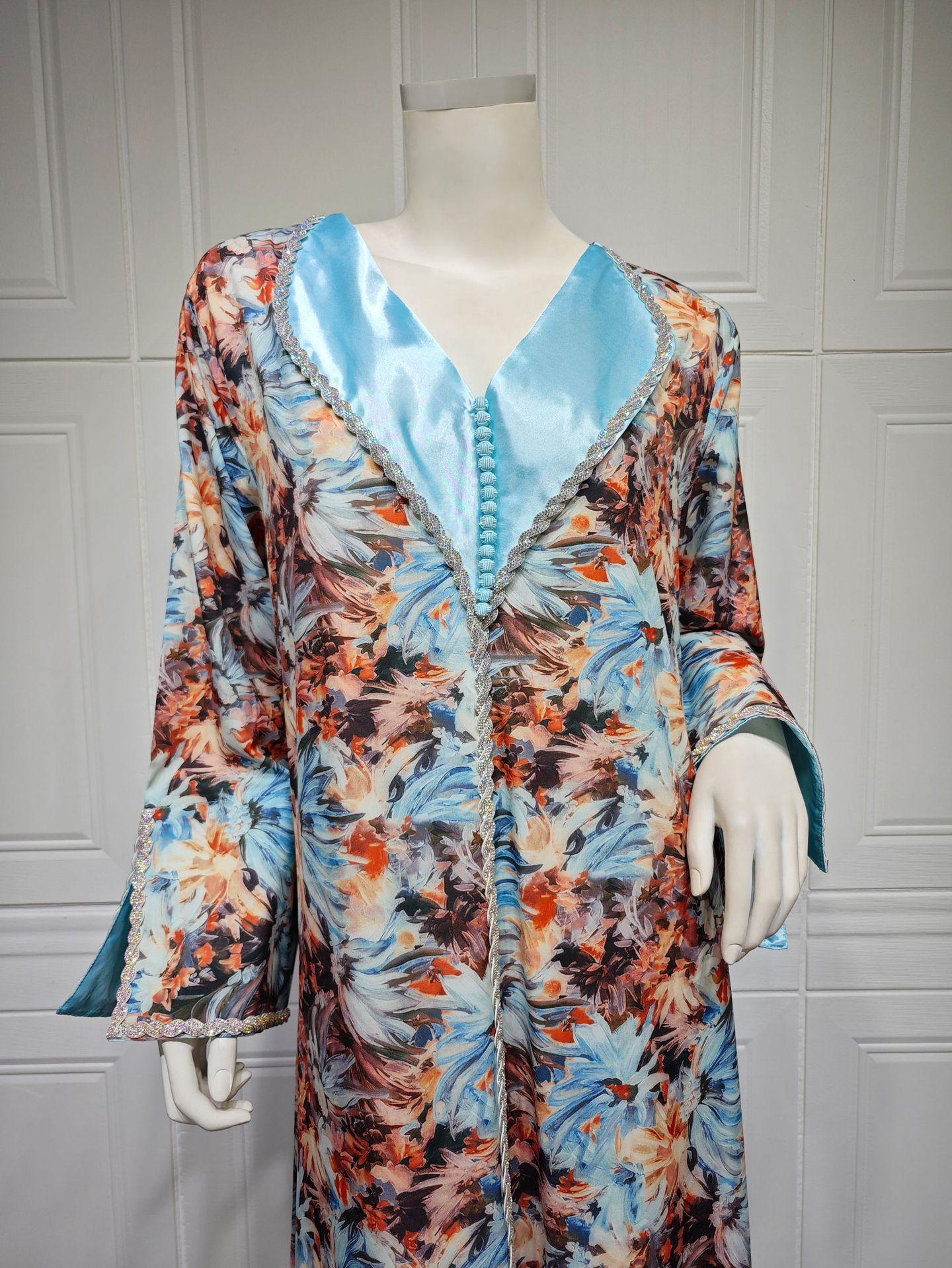 HAYA HAYA1070 Fashionable Printed Diamond Set Robe