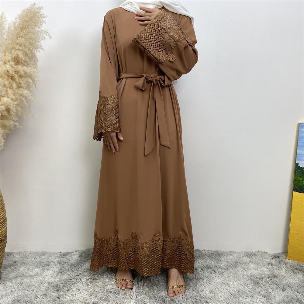 HAYA HAYA1084 Muslim Fashion Lace Robe Dress