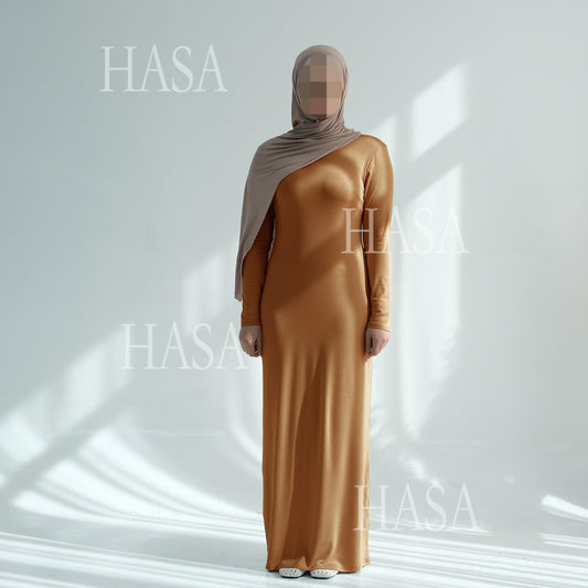 HA6565 Basic Solid Color Modal Cotton Long Dress