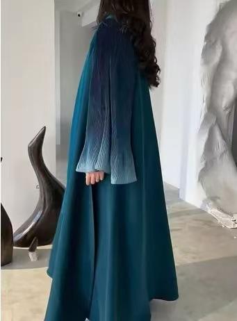 HASASERIES HS6721 Olive Ombre  Green Abaya with Gradient Cuffs