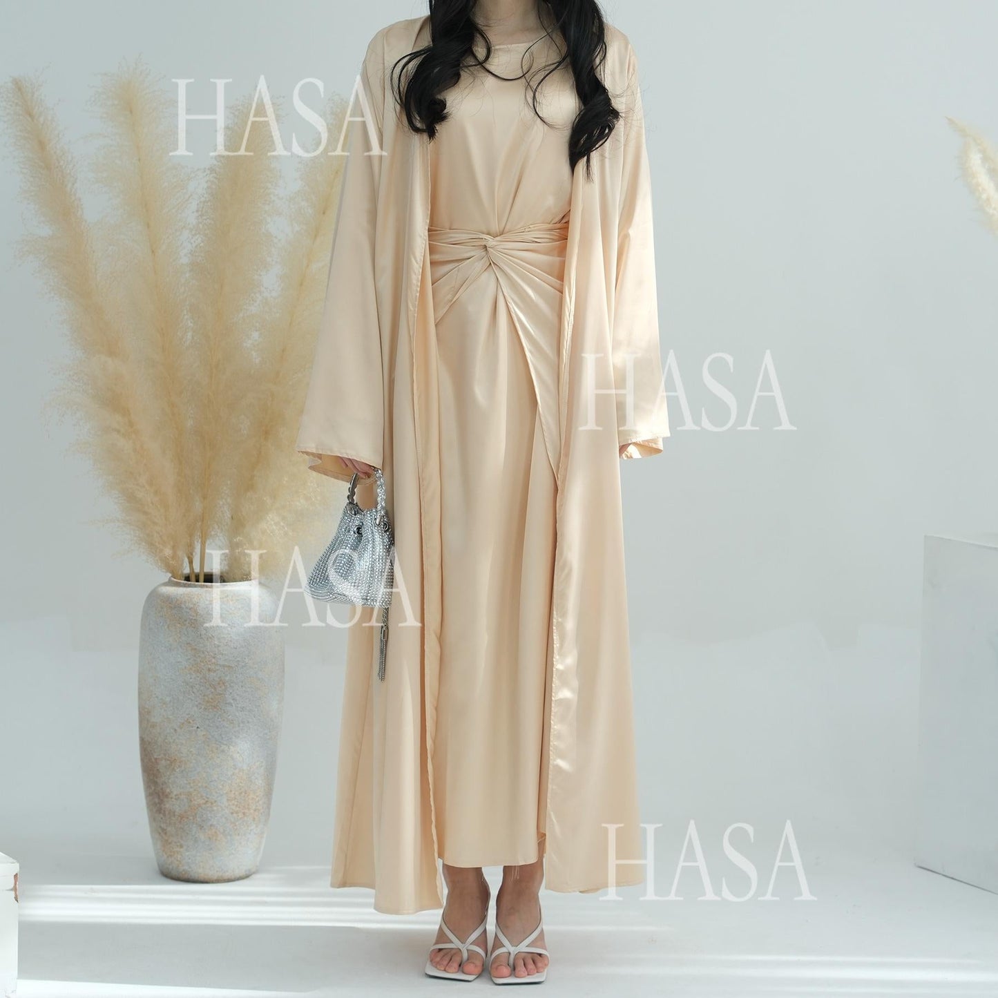 HA6581 Solid color three-piece women's long skirt suit