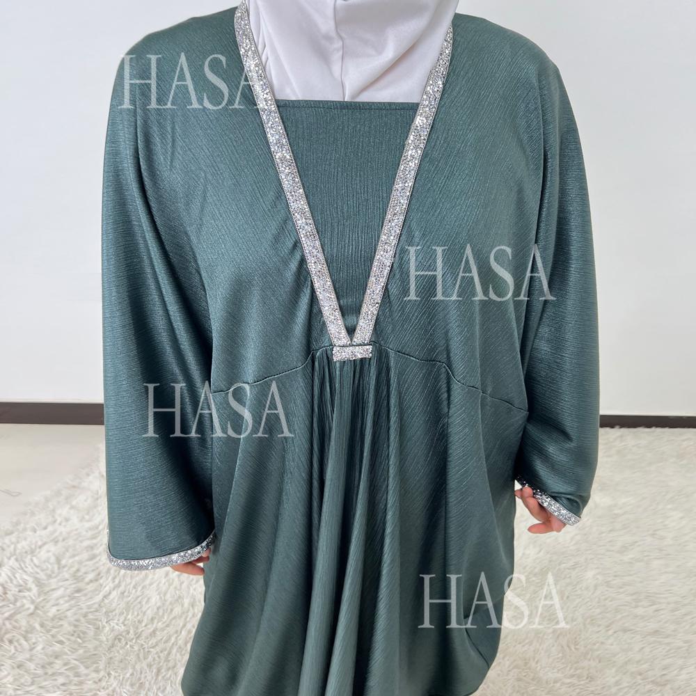 HA6499 Abaya with diamond details on the chest