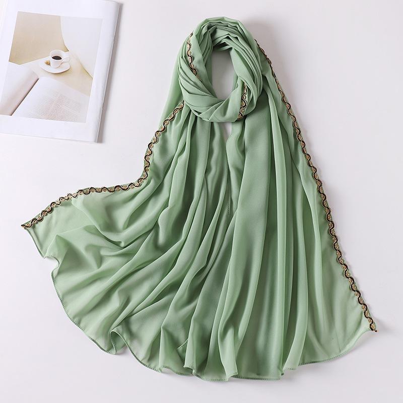 HAYA HA1131 Pearl Chiffon Lace Chain Headband