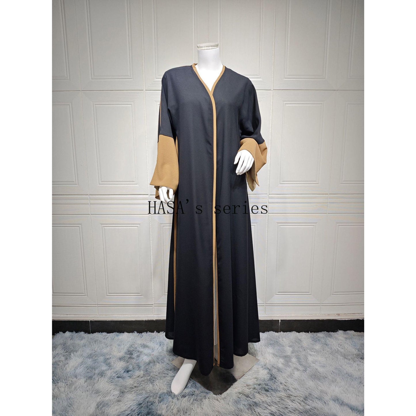 HS5089 Color-blocked Patchwork Long-sleeved Dress, A Stylish and Elegant Long Design.