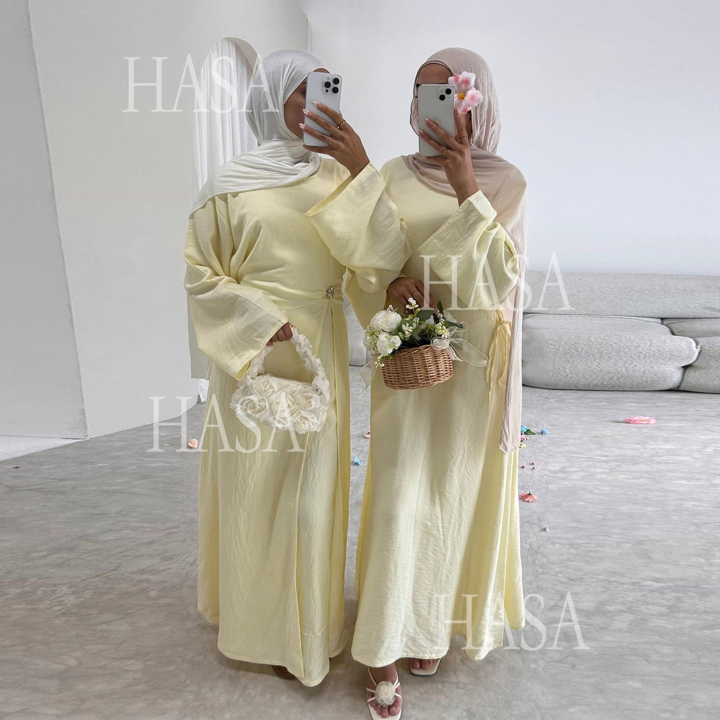 HA6549 Minimalist Abaya with Waist Detail