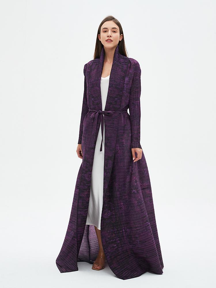 HS6712 Regal Amethyst , Belted Purple Abaya with Subtle Sparkle