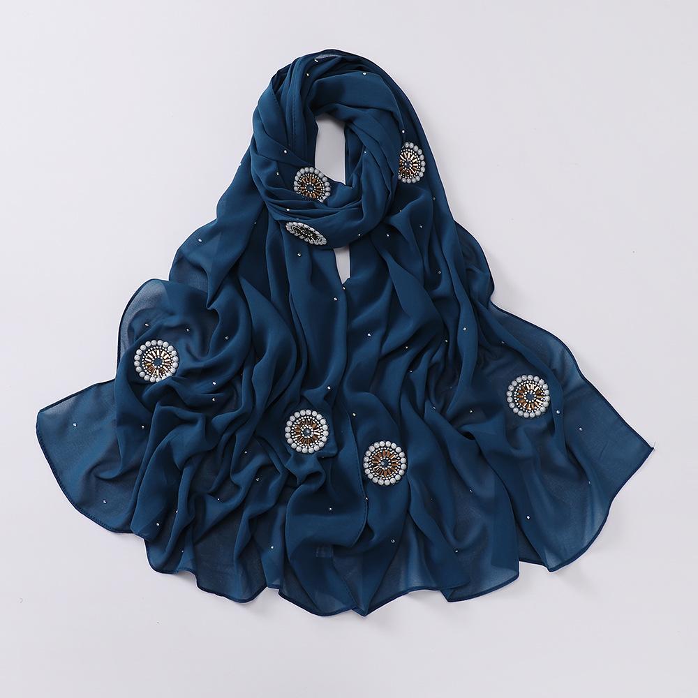 HAYA HA1126 Pearl Chiffon Baotou Scarf
