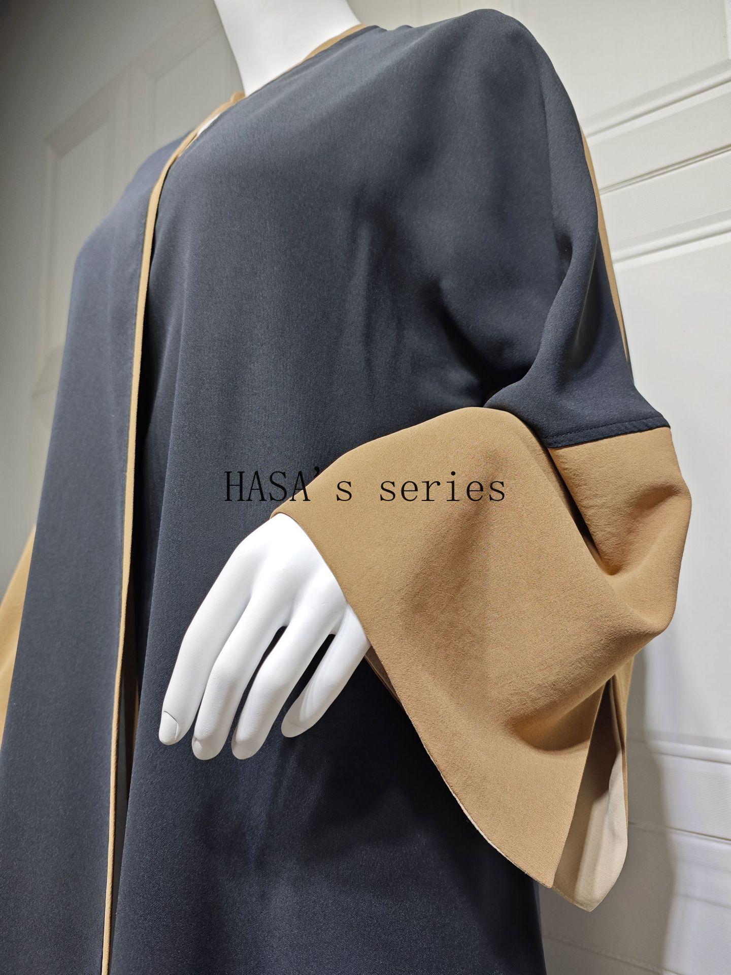HS5089 Color-blocked Patchwork Long-sleeved Dress, A Stylish and Elegant Long Design.