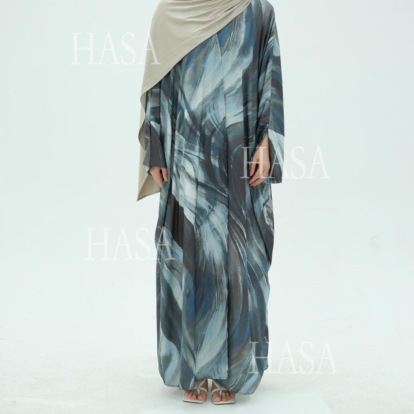 HA6509 Abstract Printed Loose Abaya (Headscarf Not Included)