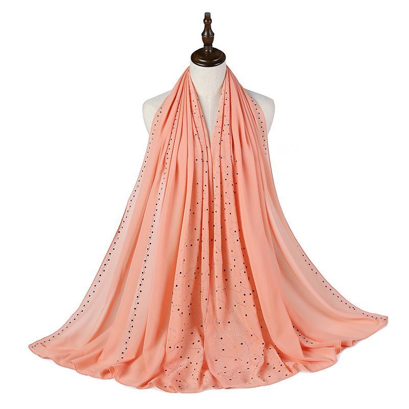 HAYA HA1127 Pearl Chiffon Rhinestone Headscarf