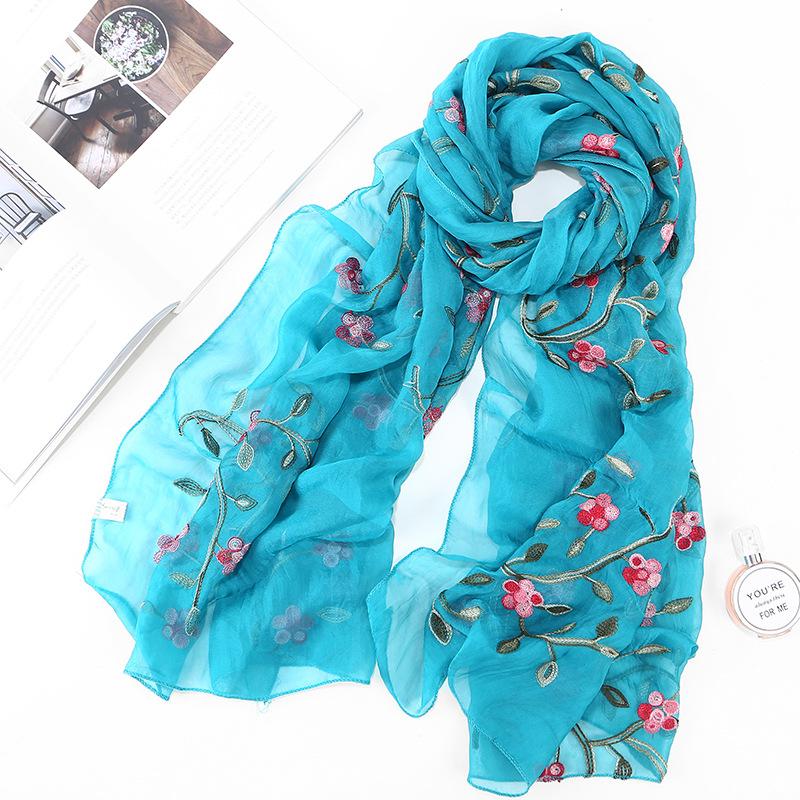 HAYA HA1132 Chiffon Flower Embroidered Scarf