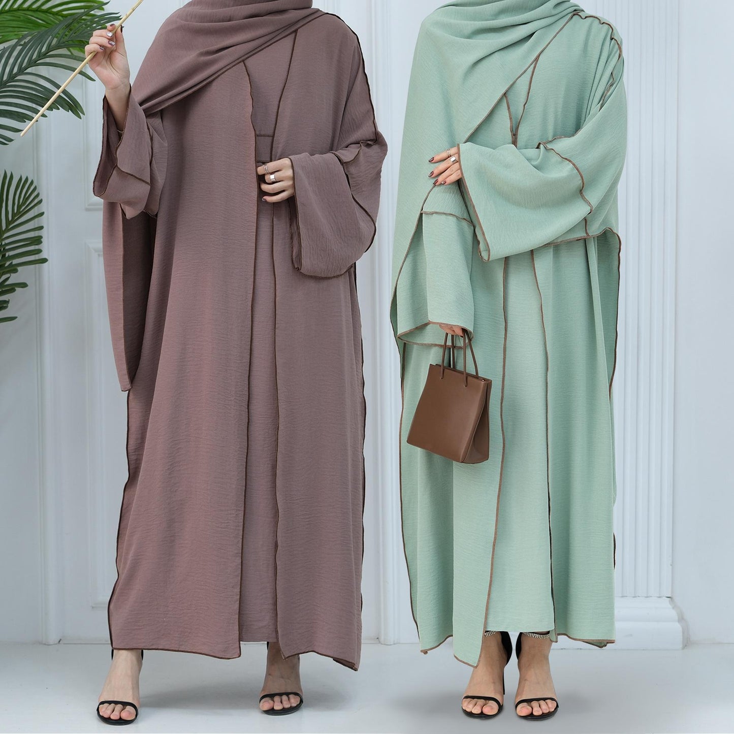 HAYA HA1095 3pcs Set Cardigan+without Sleeves Inner Dress+Hijab