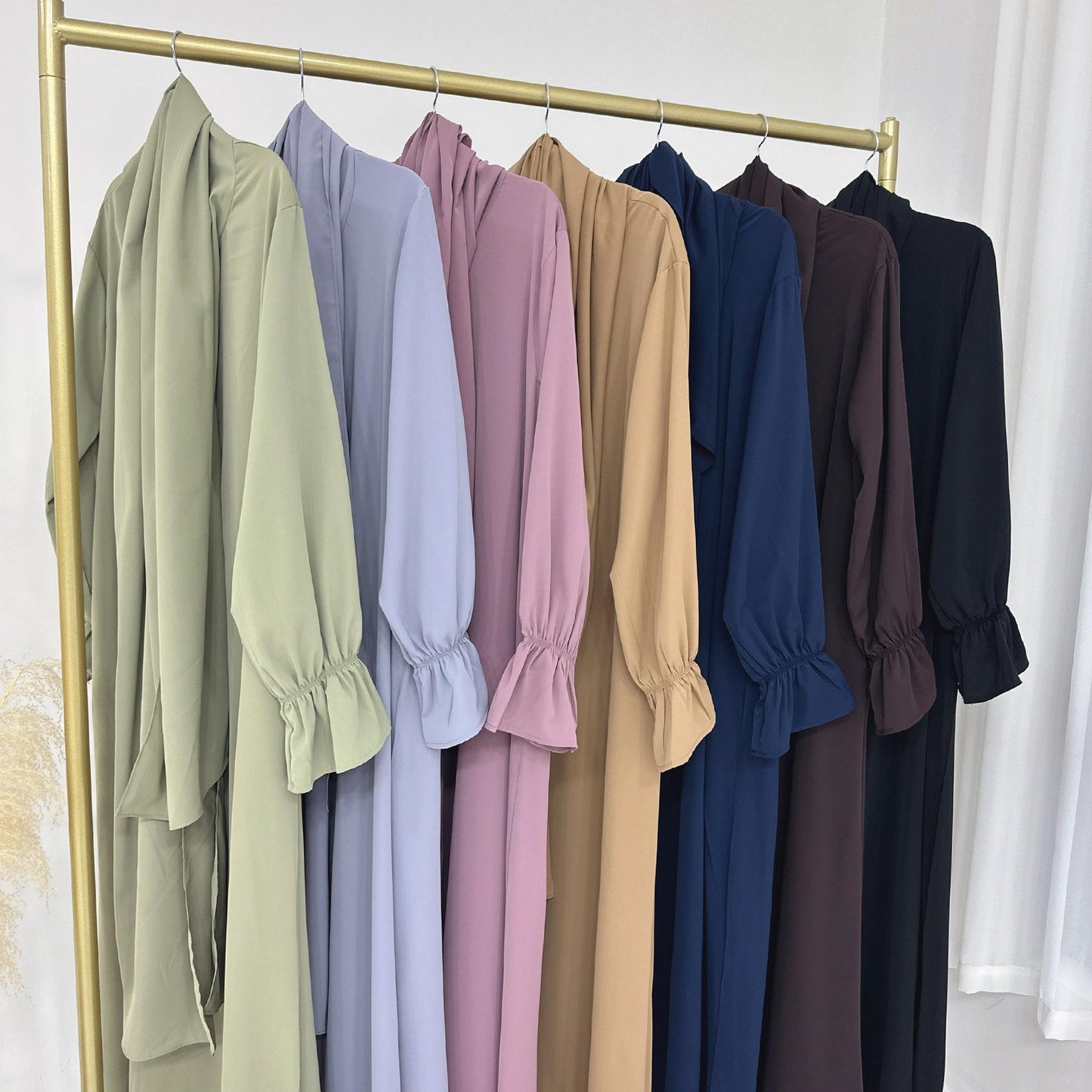 HAYA HA1173 Solid Color Hooded Abaya with Side Pocket