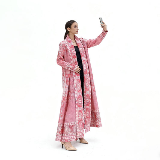 HS6711 Ethereal Pink , Elevated Abaya Style with Artistic Prints