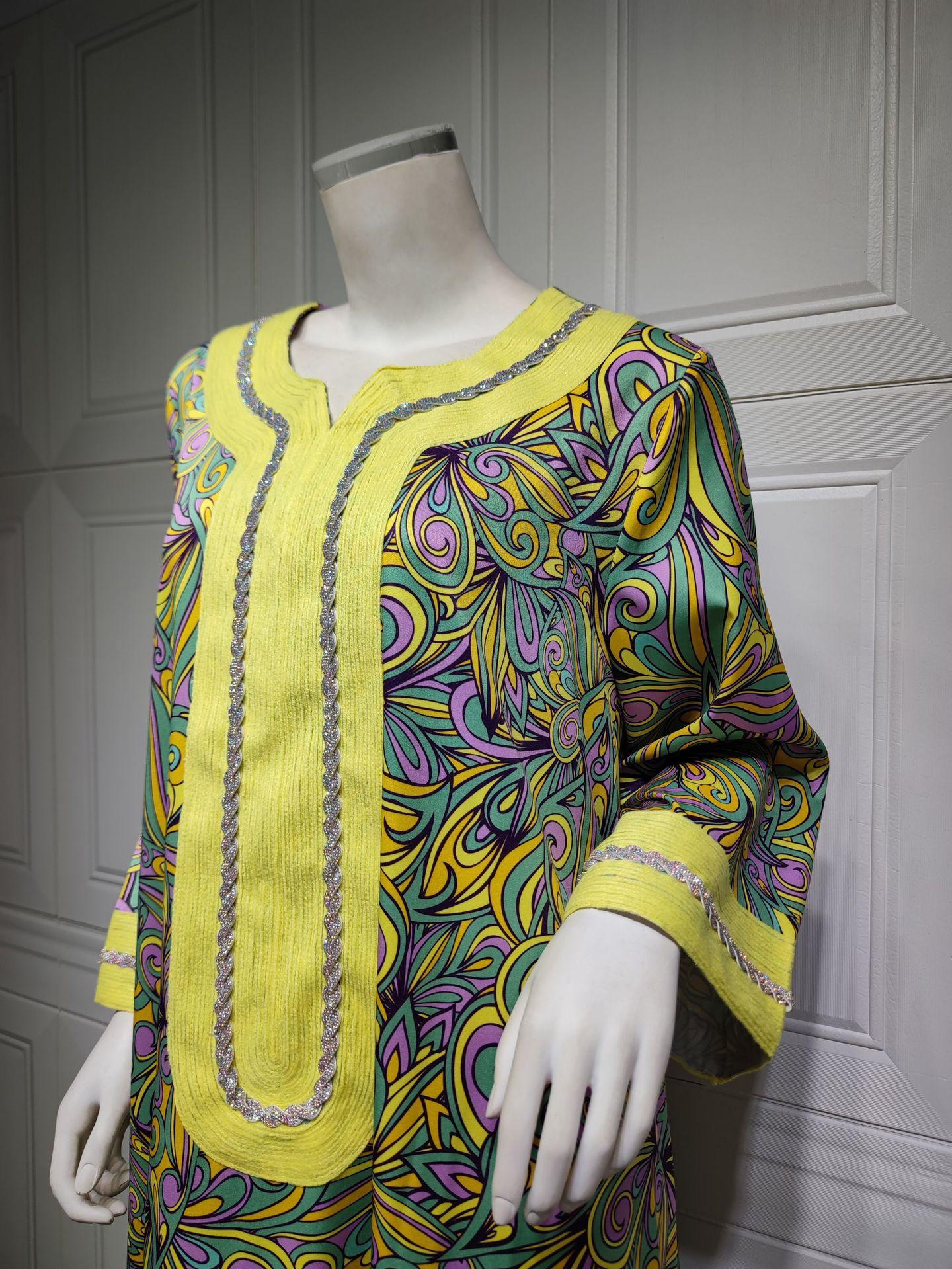 HAYA HAYA1074 Muslim Embroidered Hot Diamond Dress