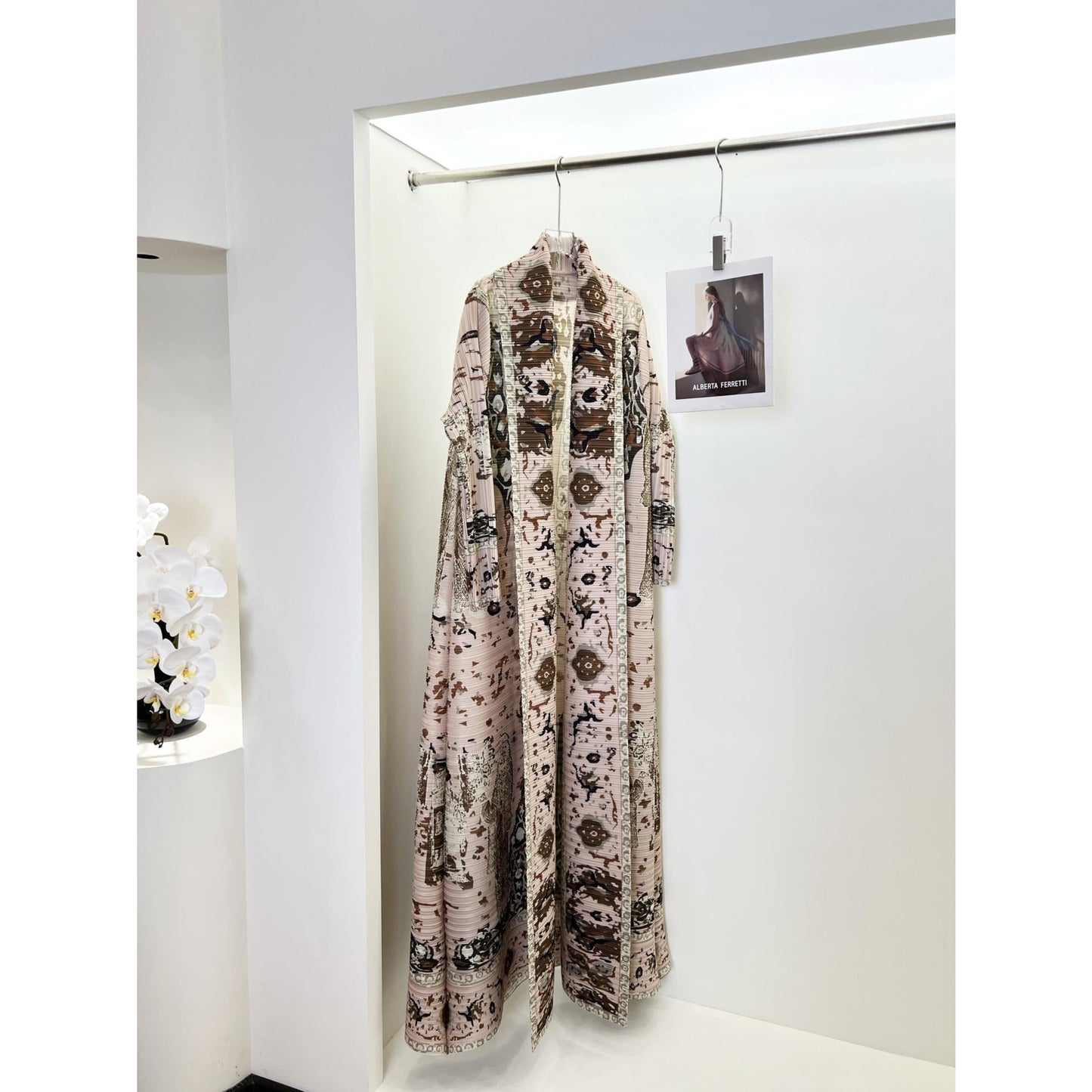 HS6719 Blush Tapestry  Pink Abaya with Intricate Traditional Prints