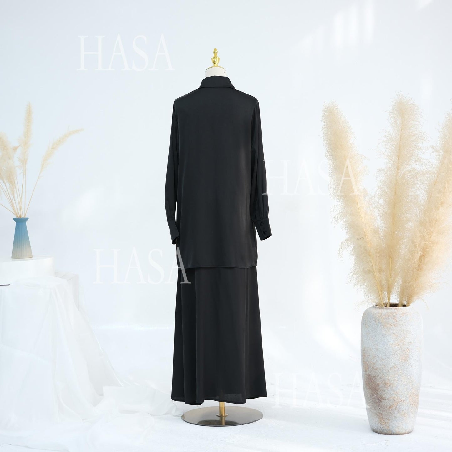 HA5874 Gentle Lace-up Two-piece Suit, Simple Texture, First Choice for Daily Wear abaya girl
