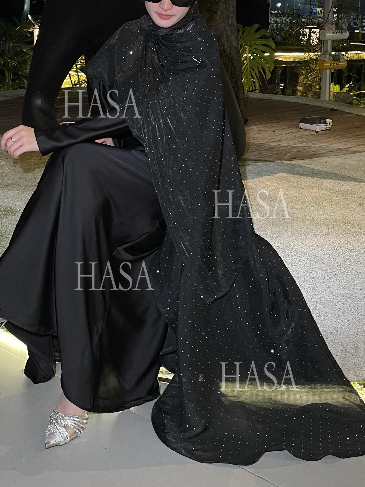 HA6477 Shiny robe two-piece set with rhinestone shawl decoration