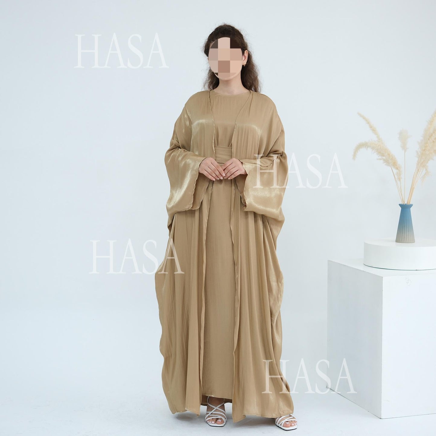 HA6530 Solid color simple two-piece long skirt suit