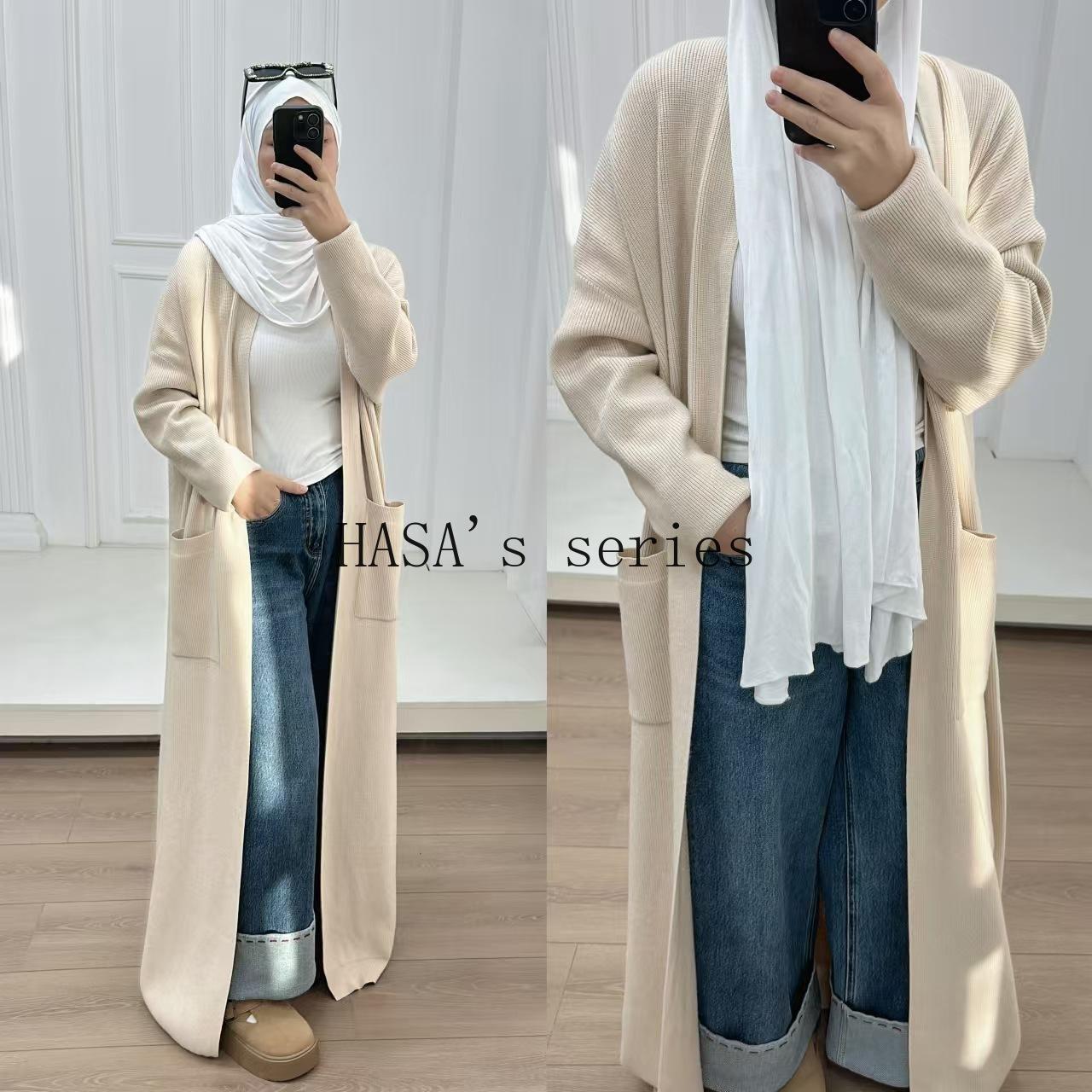 HA5439 Temperament Knitted Cardigan - Autumn and Winter Thick Loose Long Dress long  sleeve