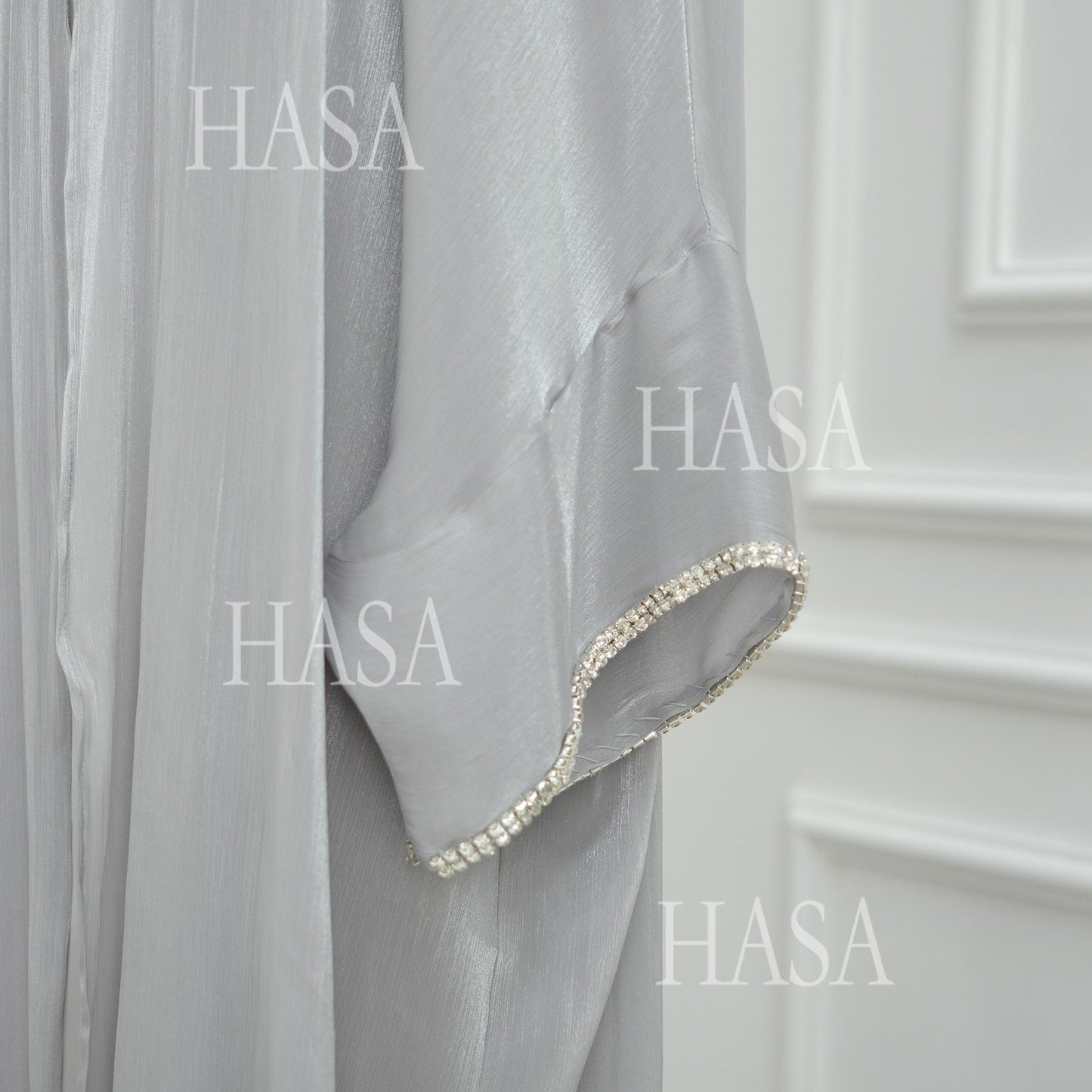 HA6553  Two-Piece Solid Abaya with Beaded Details and Matching Scarf Option