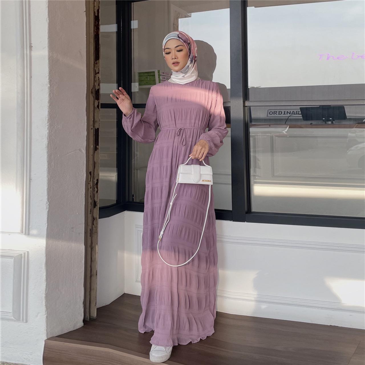 HAYA HAYA1049 Long Chiffon Pleated Dress