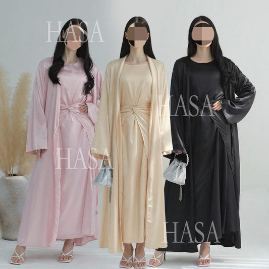 HA6581 Solid color three-piece women's long skirt suit