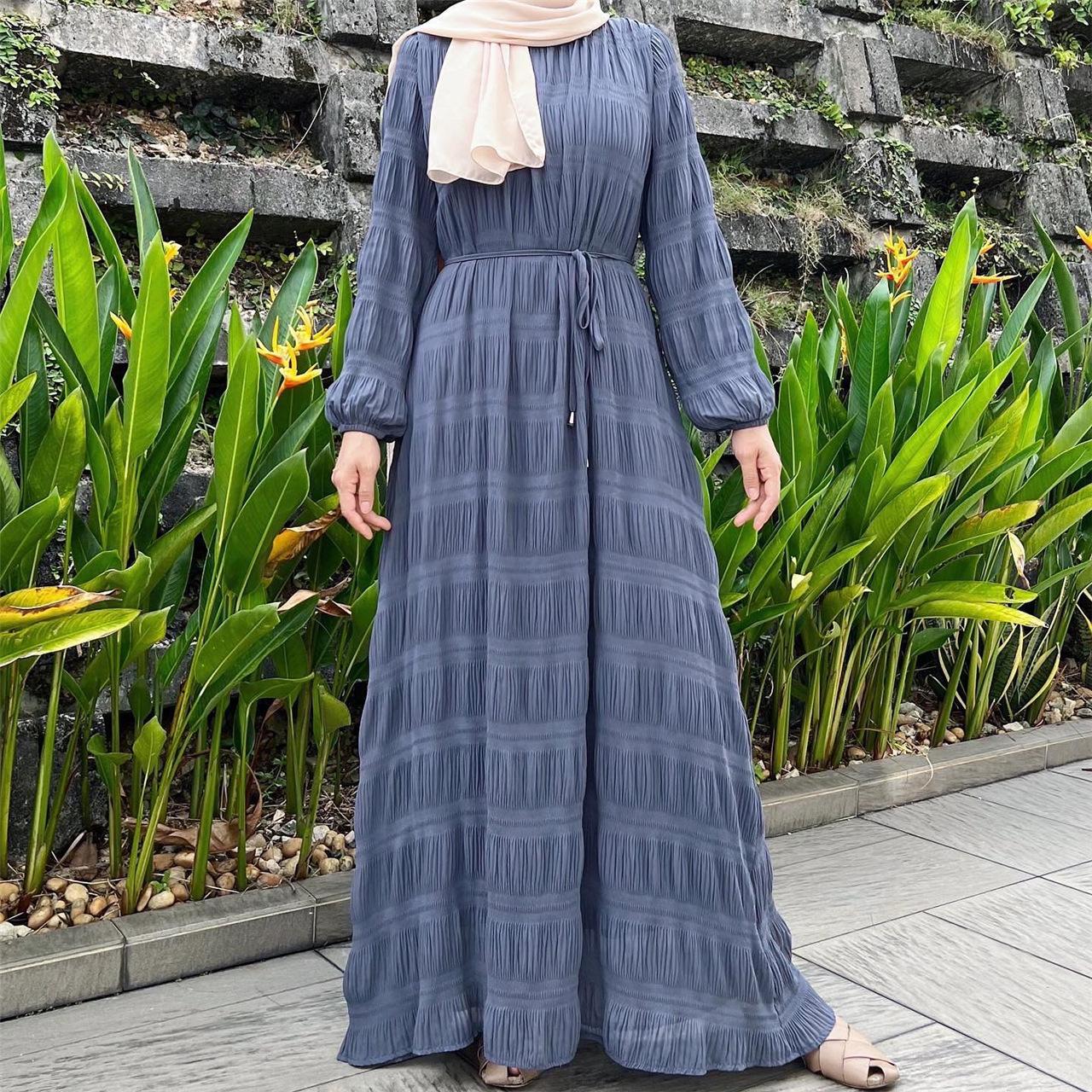 HAYA HAYA1049 Long Chiffon Pleated Dress