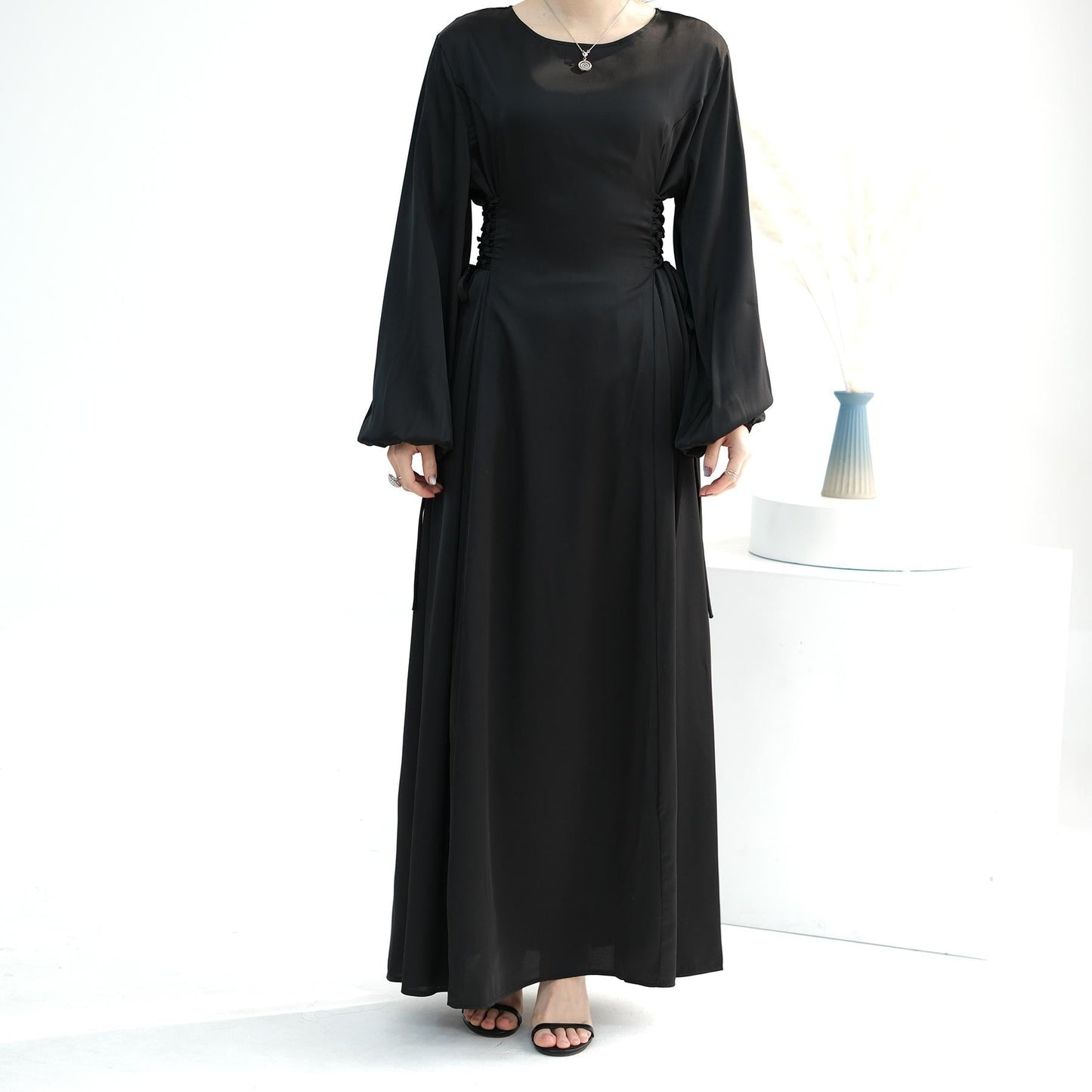 HAYA HAYA0991 Solid Color High-necked Slim Elegant Dress