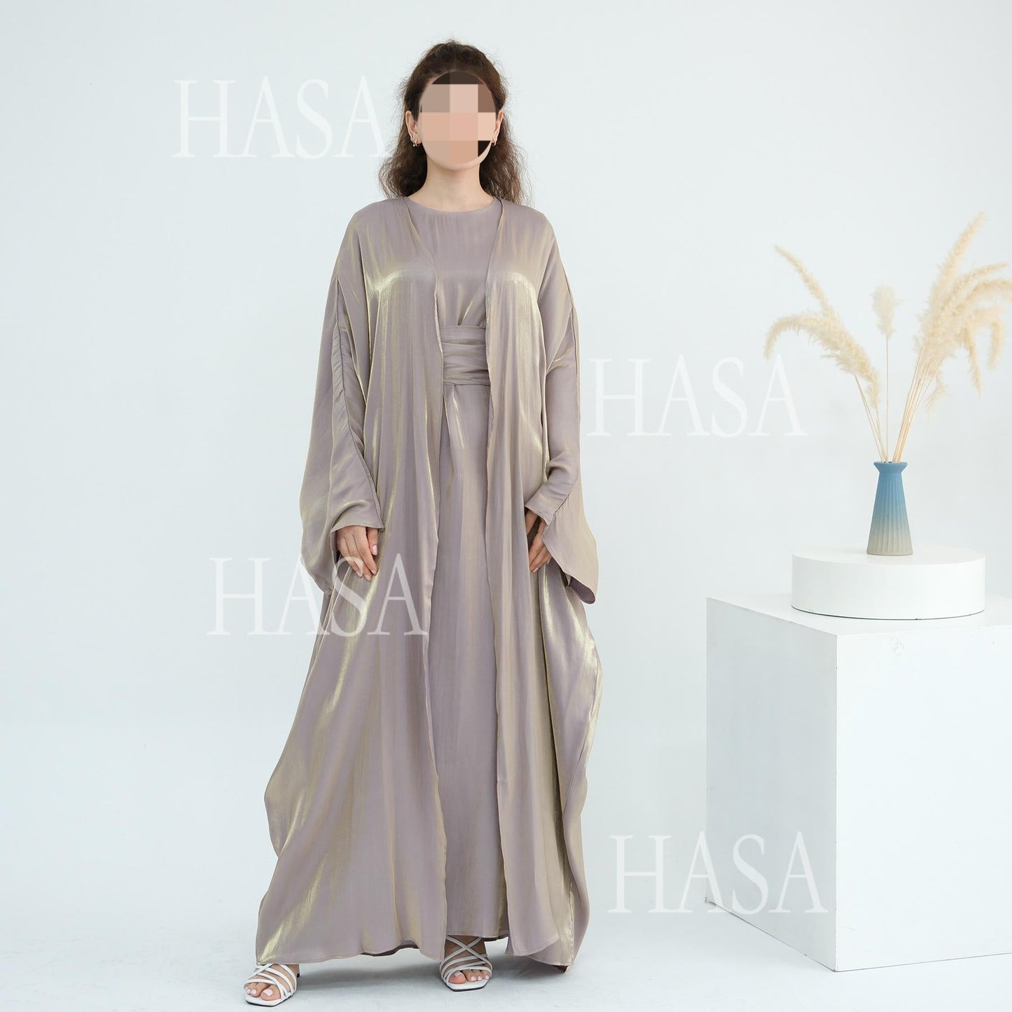 HA6530 Solid color simple two-piece long skirt suit