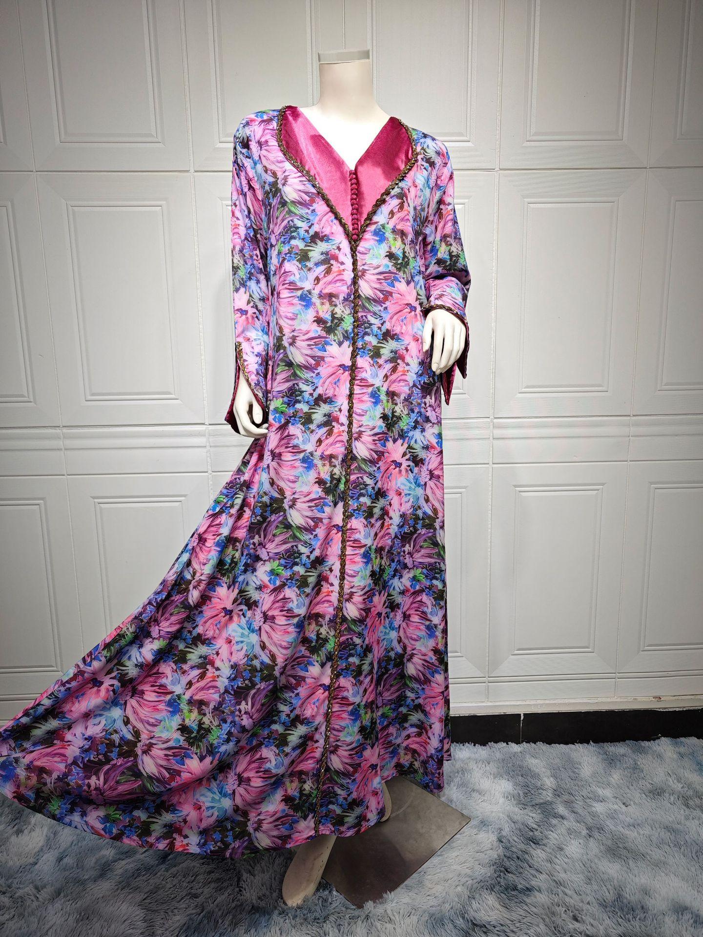 HAYA HAYA1070 Fashionable Printed Diamond Set Robe