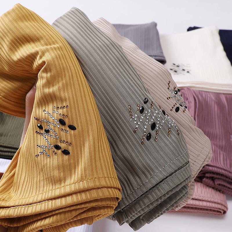 HAYA HA1133 New Striped Hot Drilling Headscarf