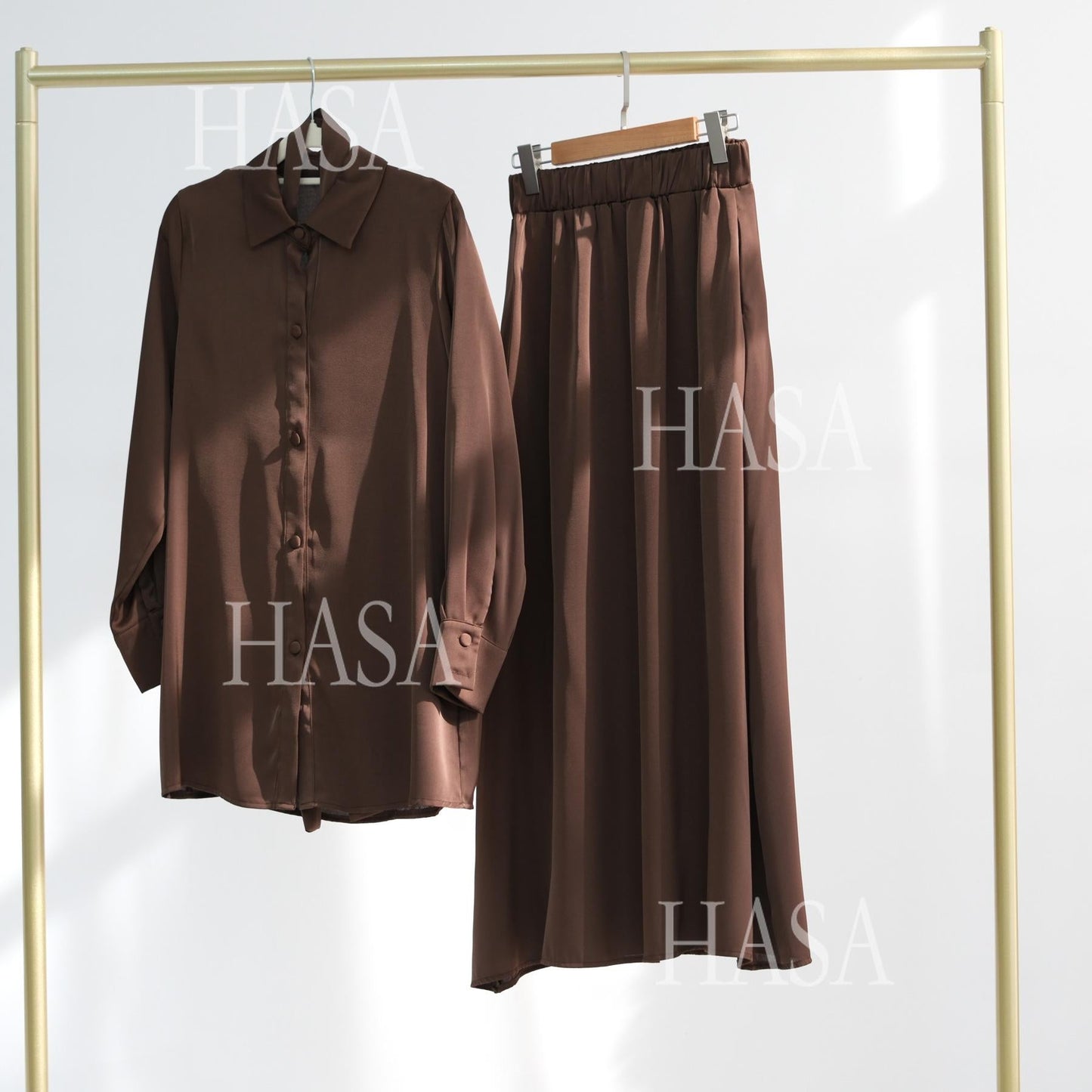 HA5874 Gentle Lace-up Two-piece Suit, Simple Texture, First Choice for Daily Wear abaya girl